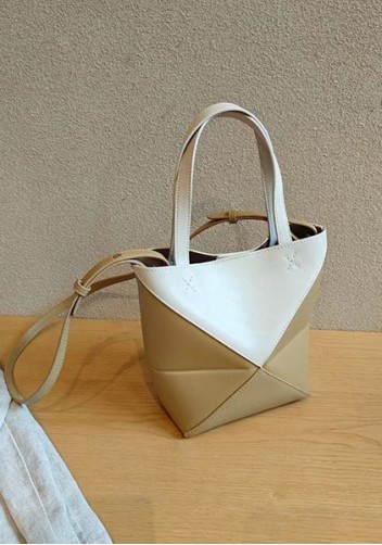 Adrienne Patchwork Leather Mini Tote White Yellow