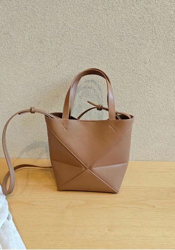 Adrienne Patchwork Leather Mini Tote Camel