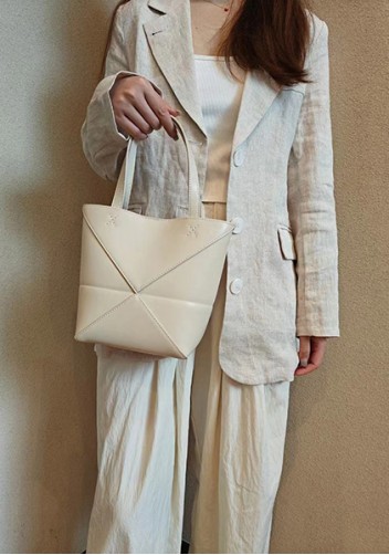 Adrienne Patchwork Leather Mini Tote Cream