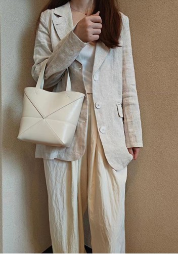 Adrienne Patchwork Leather Mini Tote Cream