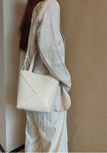 Adrienne Patchwork Leather Mini Tote Cream