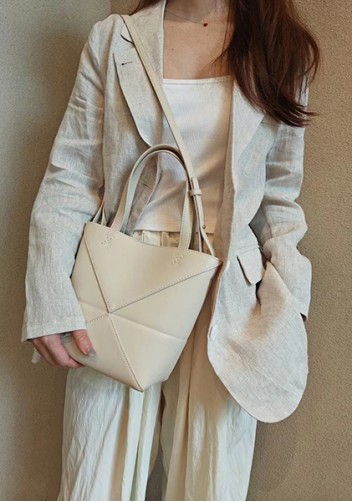 Adrienne Patchwork Leather Mini Tote Cream