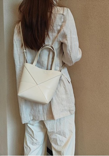 Adrienne Patchwork Leather Mini Tote Cream