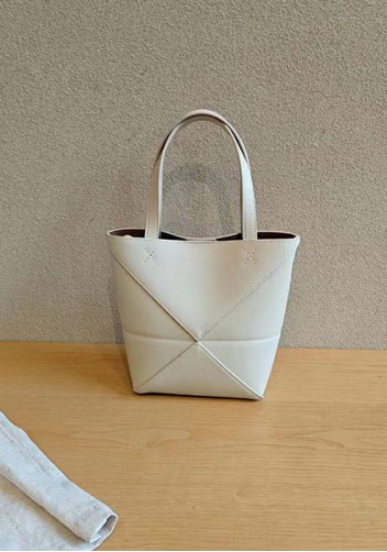 Adrienne Patchwork Leather Mini Tote Cream