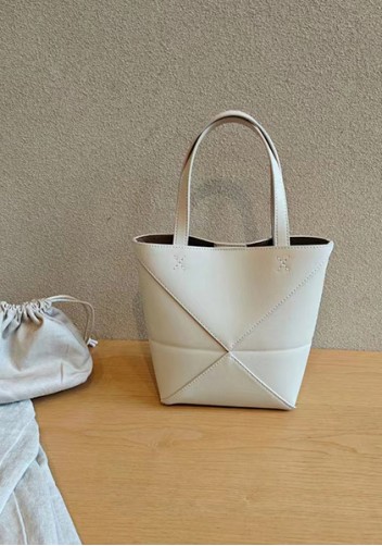 Adrienne Patchwork Leather Mini Tote Cream
