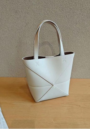 Adrienne Patchwork Leather Mini Tote Cream