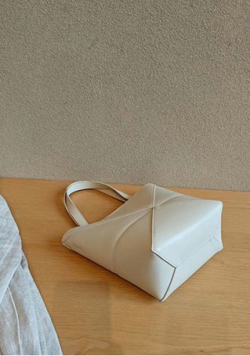Adrienne Patchwork Leather Mini Tote Cream