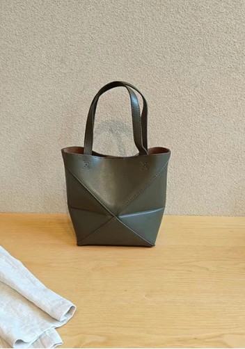 Adrienne Patchwork Leather Mini Tote Green