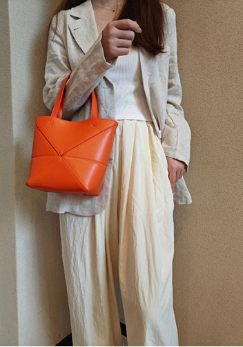 Adrienne Patchwork Leather Mini Tote Orange
