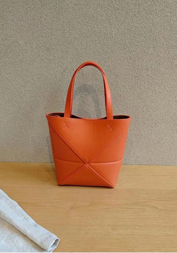 Adrienne Patchwork Leather Mini Tote Orange