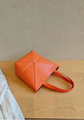 Adrienne Patchwork Leather Mini Tote Orange
