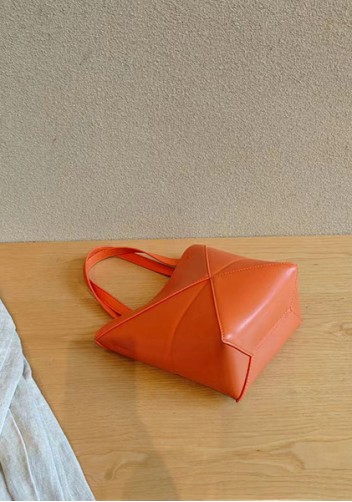 Adrienne Patchwork Leather Mini Tote Orange
