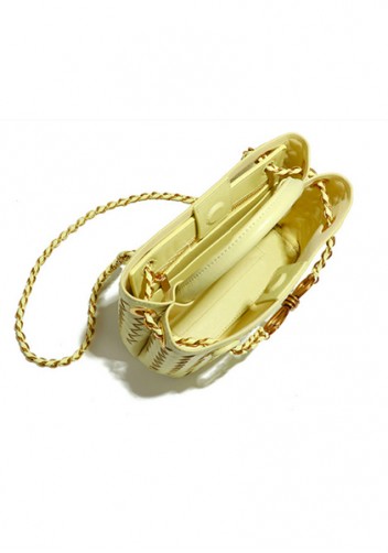 Allegria Woven Mini Vegan Leather Shoulder Bag Yellow