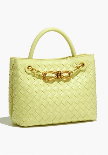 Allegria Woven Mini Vegan Leather Shoulder Bag Yellow
