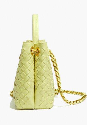 Allegria Woven Mini Vegan Leather Shoulder Bag Yellow