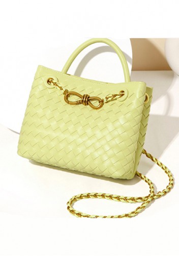 Allegria Woven Mini Vegan Leather Shoulder Bag Yellow