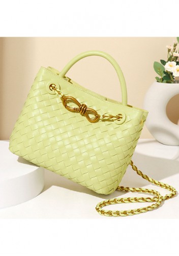Allegria Woven Mini Vegan Leather Shoulder Bag Yellow