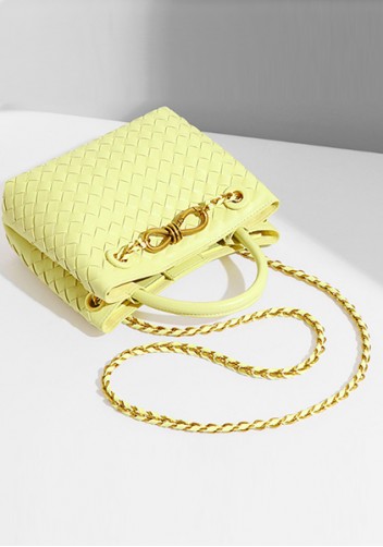 Allegria Woven Mini Vegan Leather Shoulder Bag Yellow