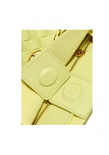Allegria Woven Mini Vegan Leather Shoulder Bag Yellow