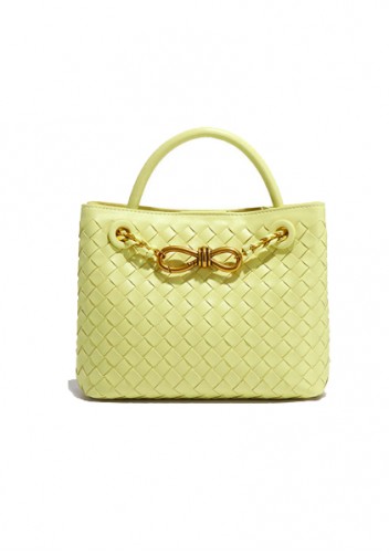 Allegria Woven Mini Vegan Leather Shoulder Bag Yellow