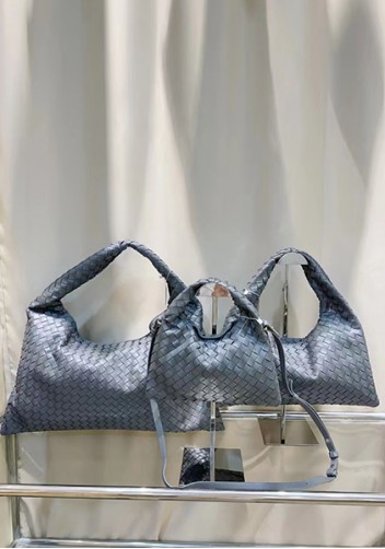 La Scalla Woven Large Hobo Grey
