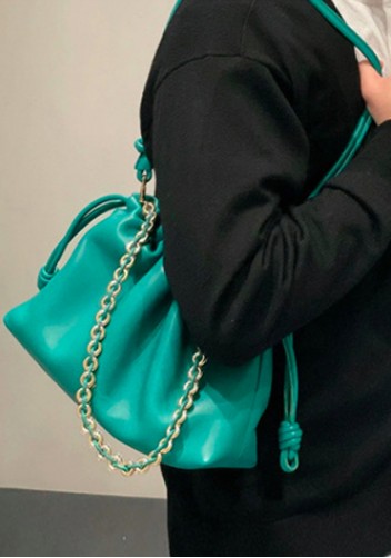 Salsa Leather Small Drawstring Bag Blue
