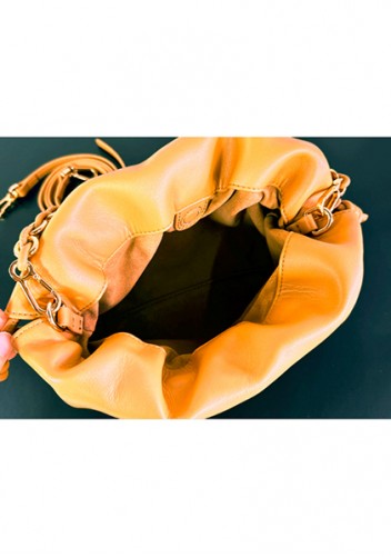 Salsa Leather Small Drawstring Bag Cream