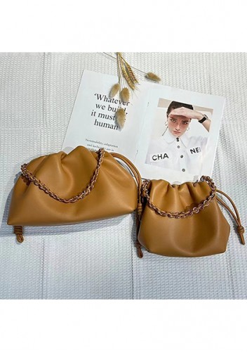 Salsa Leather Small Drawstring Bag Cream