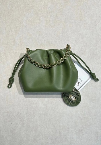 Salsa Leather Small Drawstring Bag Green