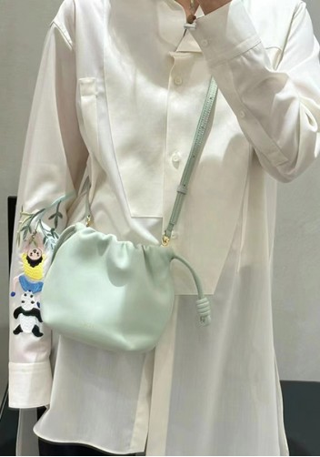 Salsa Leather Small Drawstring Bag Light Blue