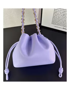 Salsa Leather Small Drawstring Bag Purple