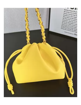 Salsa Leather Small Drawstring Bag Yellow