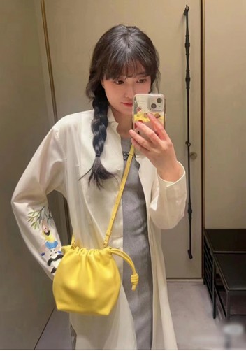 Salsa Leather Small Drawstring Bag Yellow