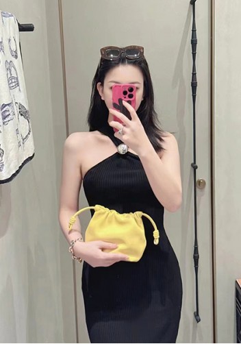 Salsa Leather Small Drawstring Bag Yellow