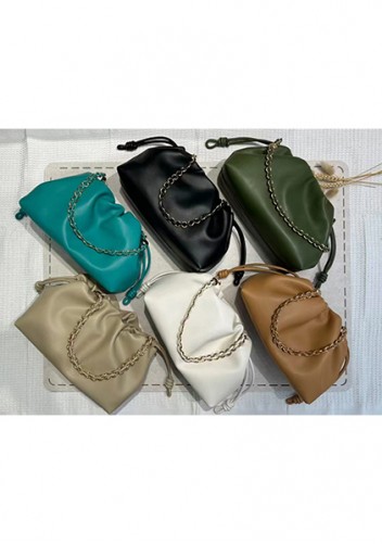 Salsa Leather Medium Drawstring Bag Beige