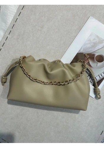 Salsa Leather Medium Drawstring Bag Beige