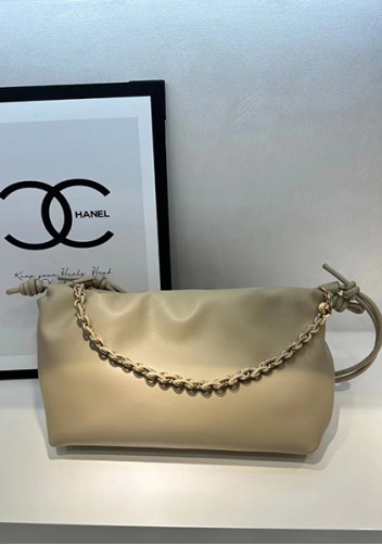 Salsa Leather Medium Drawstring Bag Beige