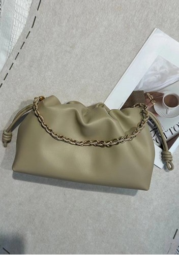 Salsa Leather Medium Drawstring Bag Beige