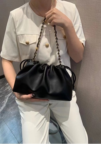 Salsa Leather Medium Drawstring Bag Black