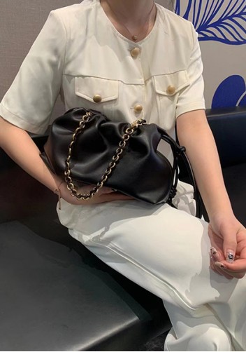 Salsa Leather Medium Drawstring Bag Black