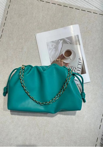 Salsa Leather Medium Drawstring Bag Blue