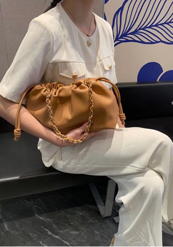 Salsa Leather Medium Drawstring Bag Brown