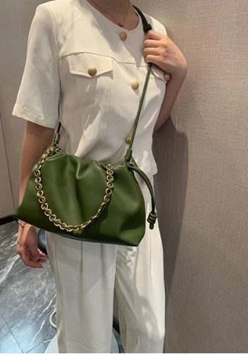 Salsa Leather Medium Drawstring Bag Green