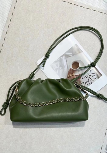 Salsa Leather Medium Drawstring Bag Green