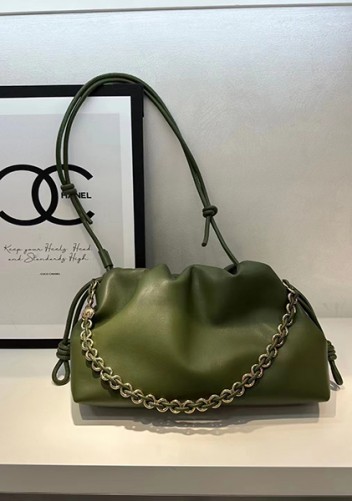 Salsa Leather Medium Drawstring Bag Green