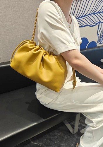 Salsa Leather Medium Drawstring Bag Yellow
