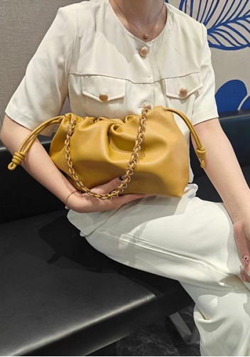 Salsa Leather Medium Drawstring Bag Yellow