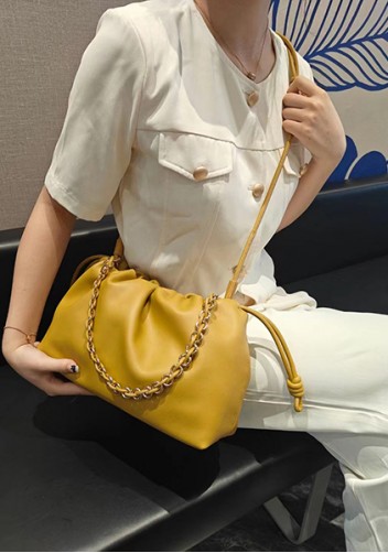 Salsa Leather Medium Drawstring Bag Yellow