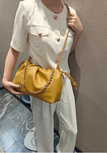 Salsa Leather Medium Drawstring Bag Yellow