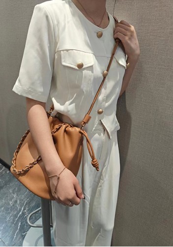 Salsa Leather Medium Drawstring Bucket Bag Brown